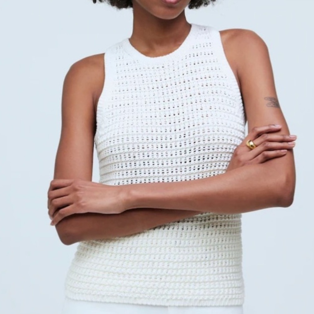 Cream Crochet Knit Tank NWT - Picture 2 of 13